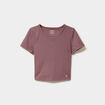T-shirt de sport court ajust&eacute; mauve femme