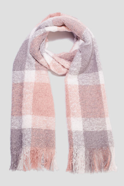 Écharpe à franges rose clair femme