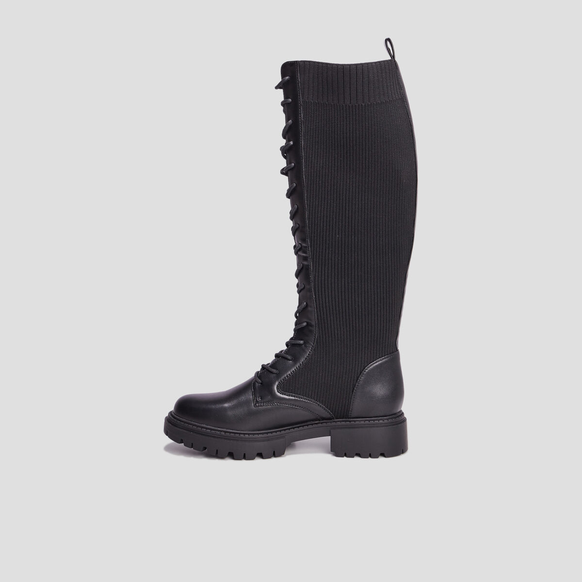 Bottes &agrave; lacets fa&ccedil;on chaussette noir femme