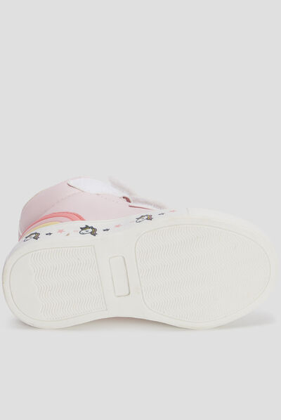 Baskets montantes à scratchs Creeks rose bébé fille