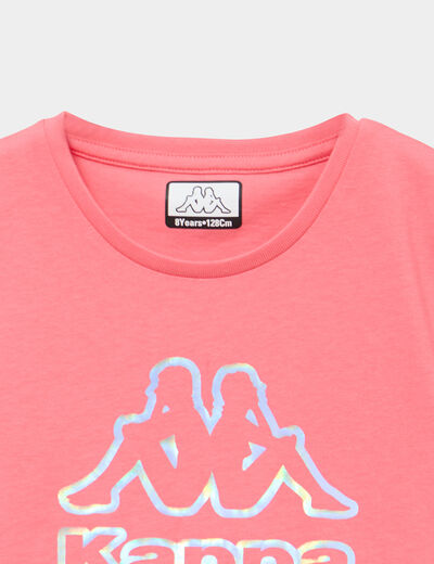 T-shirt manches courtes coton Kappa orange corail fille