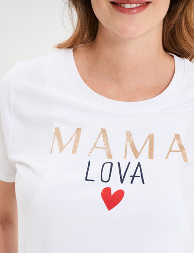 T-shirt manches courtes allaitement blanc femme maternité