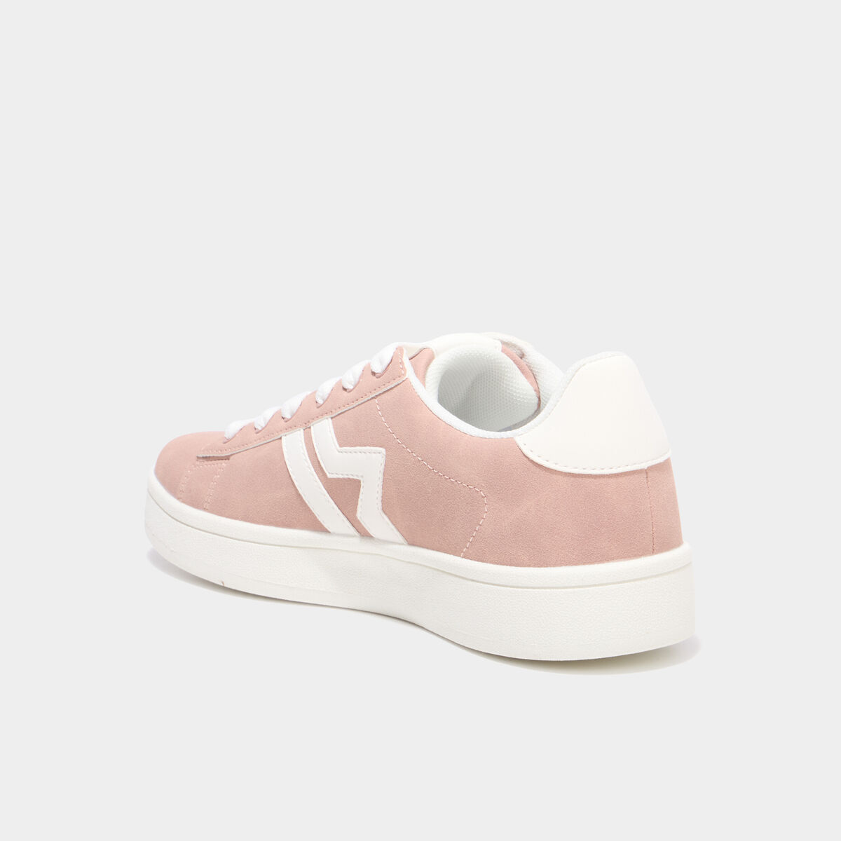 Baskets &agrave; lacets su&eacute;dine rose femme