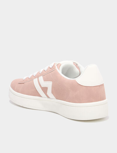 Baskets &agrave; lacets su&eacute;dine rose femme