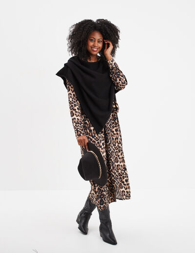 Poncho asymétrique noir femme