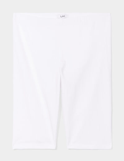Legging court cycliste ajusté blanc femme