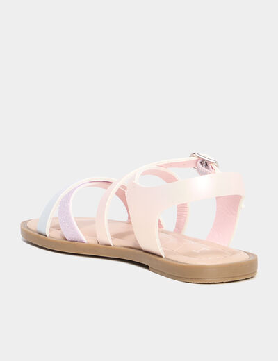 Sandales avec brides d'attache cheville rose fille