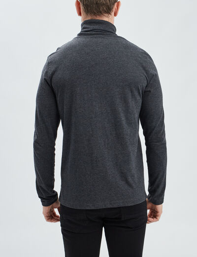 T-shirt col roulé manches longues gris foncé homme