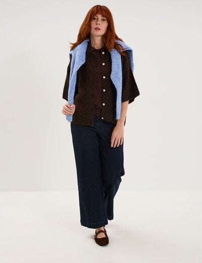 Jean large &agrave; pont denim brut femme