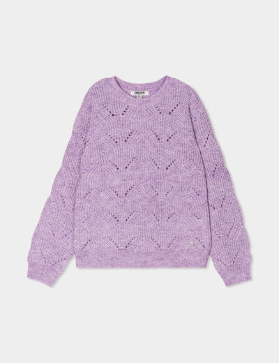Pull ajouré fils métallisés Creeks mauve fille