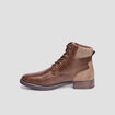 Boots à lacets bi-matières marron homme