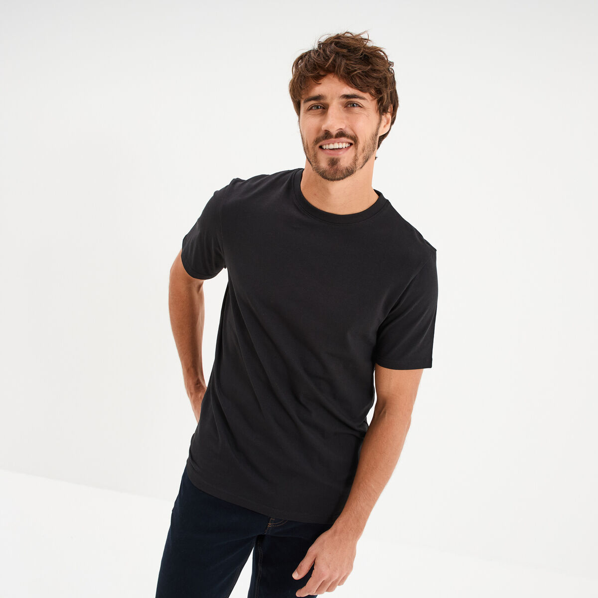 T-shirt slim stretch manches courtes noir homme