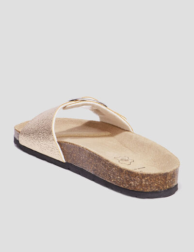 Mules effet métallisé jaune or femme