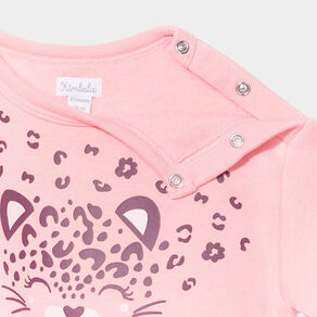 Sweat manches longues épaule boutonnée rose bébé fille