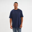 T-shirt col rond coupe relax coton &eacute;pais bleu marine homme