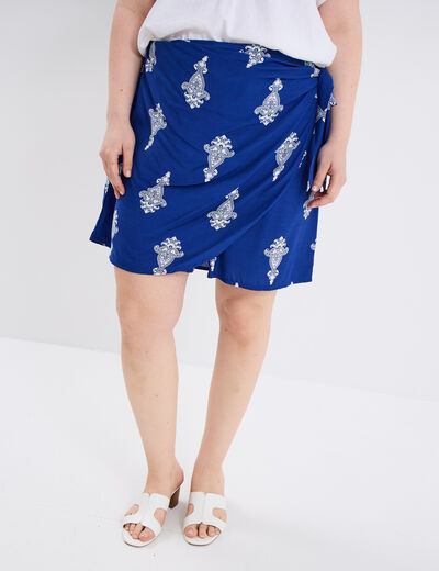 Jupe-short nouée fluide bleu electrique femme grande taille