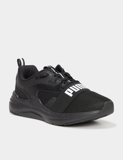 Baskets running lacets élastiqués Puma noir garçon