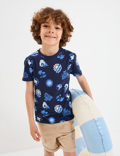 T-shirt manches courtes coton bleu pastel garçon