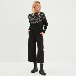 Pull jacquard fils métallisés Liberto noir femme