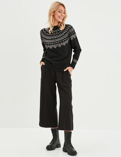 Pull jacquard fils métallisés Liberto noir femme