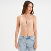 Soutien-gorge bandeau microfibre beige femme