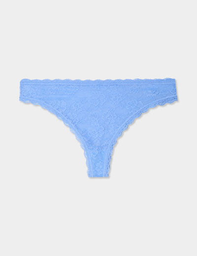 Tanga en dentelle bleu lavande femme