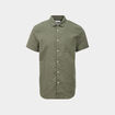 Chemise manches courtes lin mélangé vert kaki homme