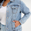 Veste courte en jean boutonn&eacute;e denim double stone femme grande taille