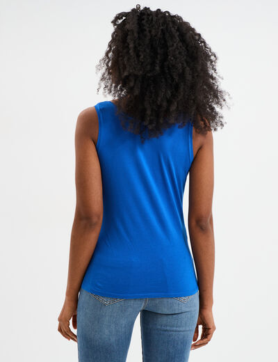 Débardeur bretelles larges coton bleu roi femme