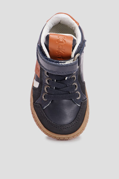 Bottillons en cuir Kickers Winckycdt noir bébé garçon