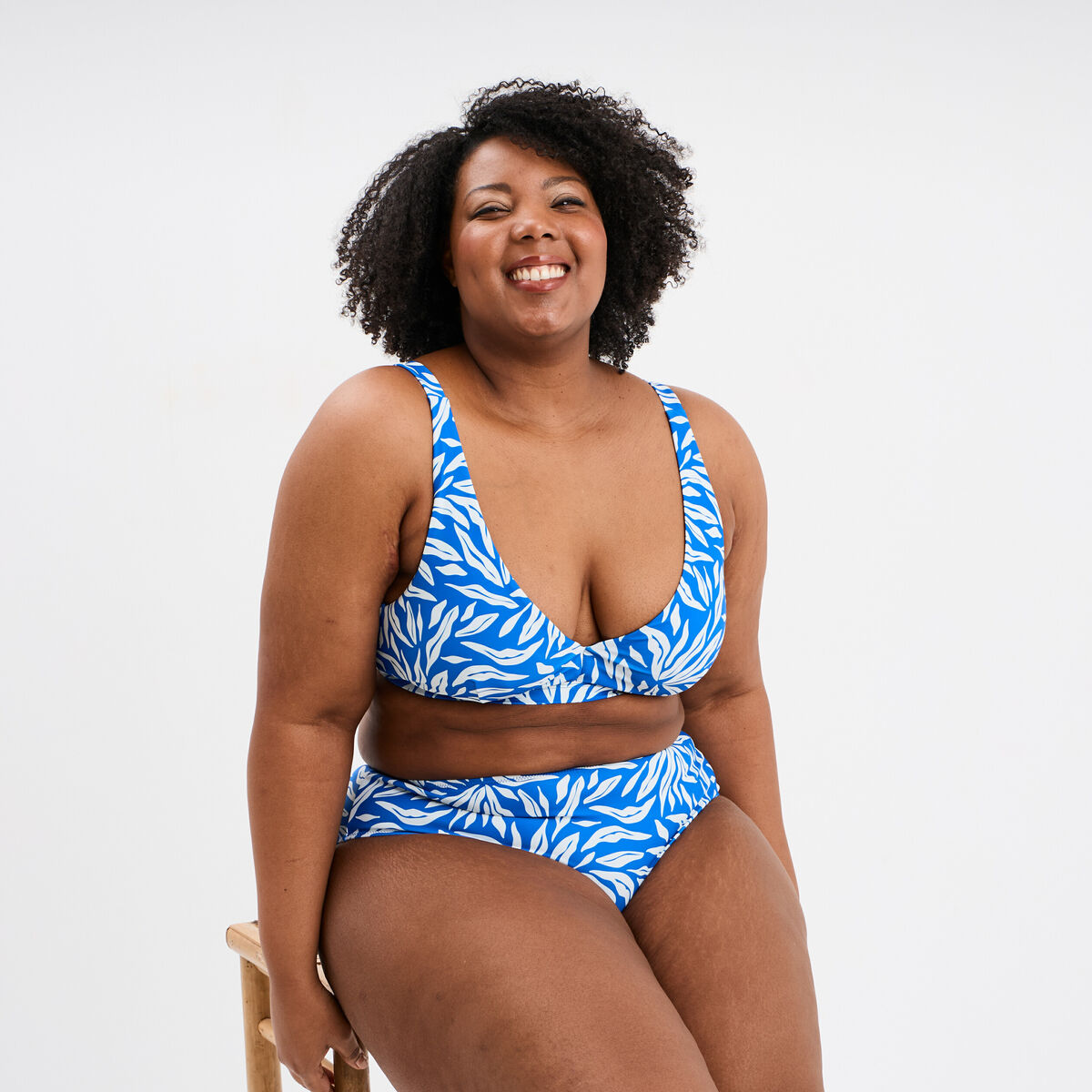 Bas de maillot de bain bleu femme grande taille