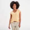 T-shirt col v poche poitrine Creeks jaune clair femme