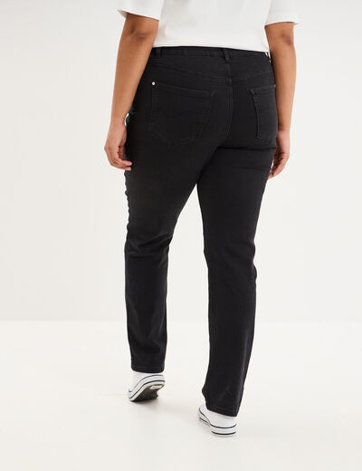 Jeans slim taille haute 5 poches denim noir femme grande taille
