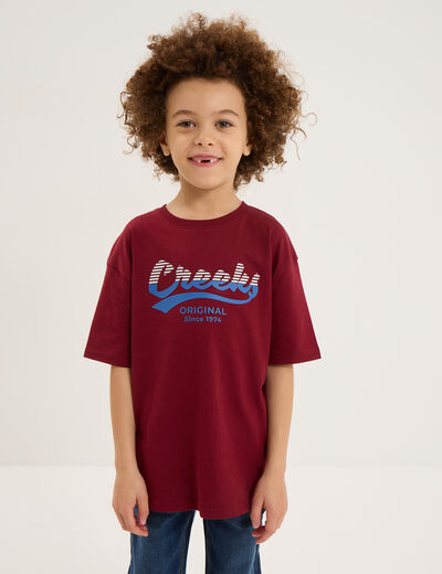 T-shirt col rond manches courtes coton bordeaux garçon