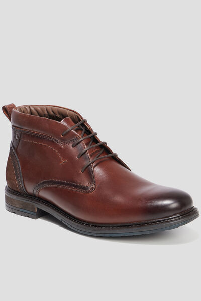 Bottines à lacets en cuir Creeks Brownie marron homme