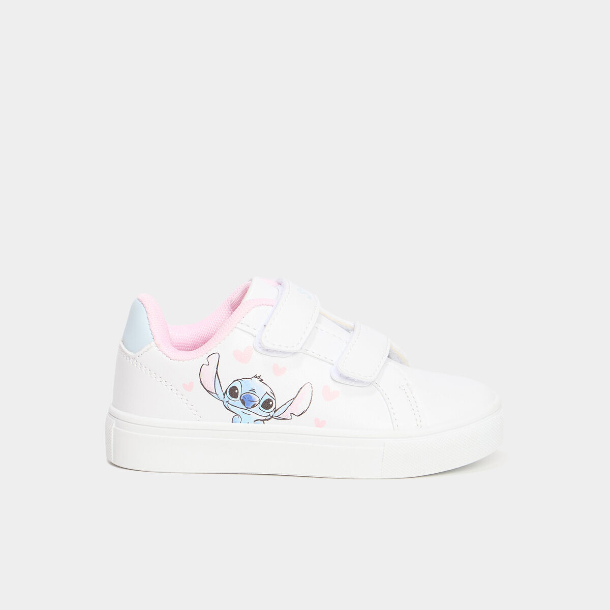 Tennis basses à scratchs Stitch blanc fille
