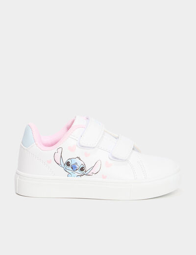 Tennis basses à scratchs Stitch blanc fille