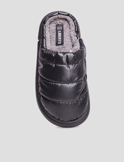 Chaussons mules matelassés fourrés noir homme