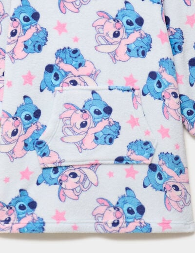 Poncho plaid &agrave; capuche Stitch bleu clair fille