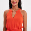 Robe longue plissée col bijou Mosquitos orange femme