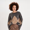 Pull col rond oversize en maille laine gris moyen femme