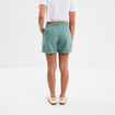 Short chino ceinture tressée bleu gris femme