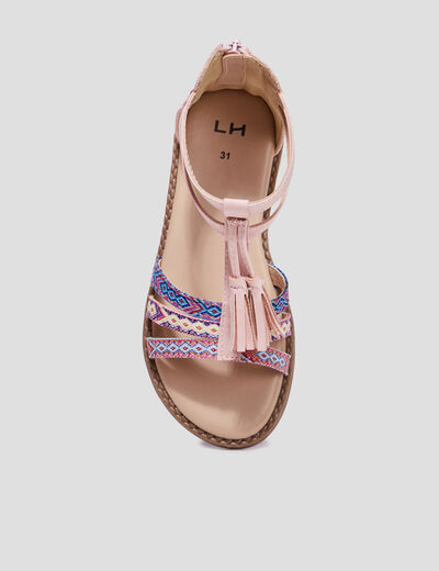 Sandales zippées à franges multicolore fille