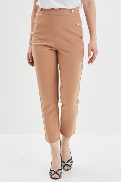Pantalon droit à pont 2 poches Mosquitos marron clair femme