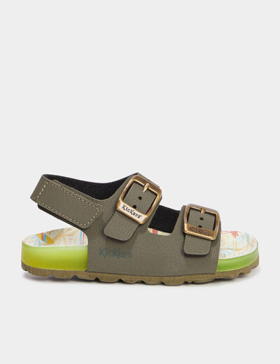 Sandales avec boucles Kickers vert kaki garçon