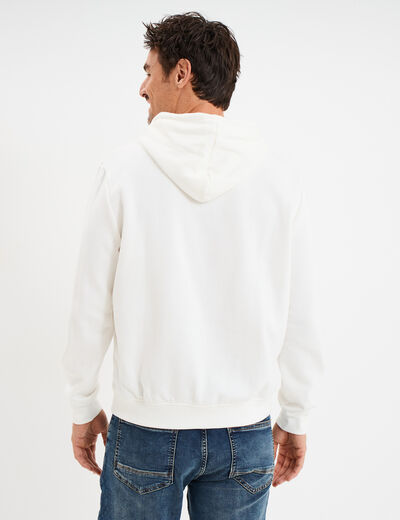 Sweat à capuche hoodie 1 poche blanc homme