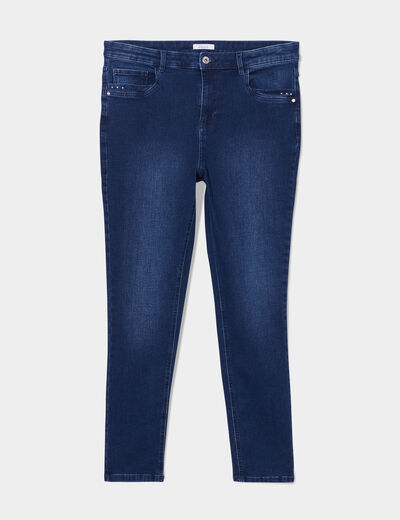 Jeans skinny 7/8ème à strass denim stone femme grande taille