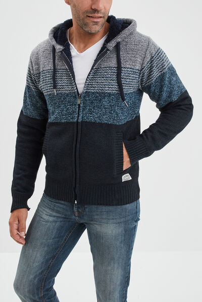 Gilet zippé doublé à capuche Creeks bleu marine homme
