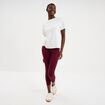 Legging 7/8 &egrave;me taille &eacute;lastiqu&eacute;e bordeaux femme