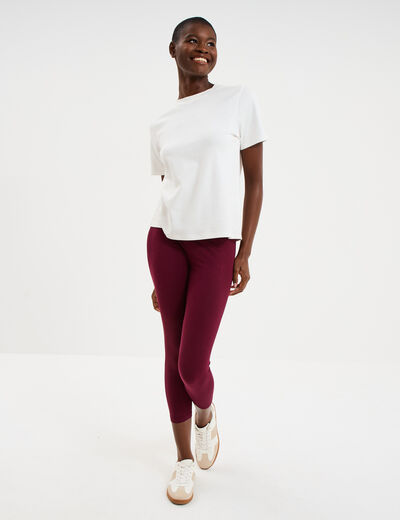 Legging 7/8 &egrave;me taille &eacute;lastiqu&eacute;e bordeaux femme